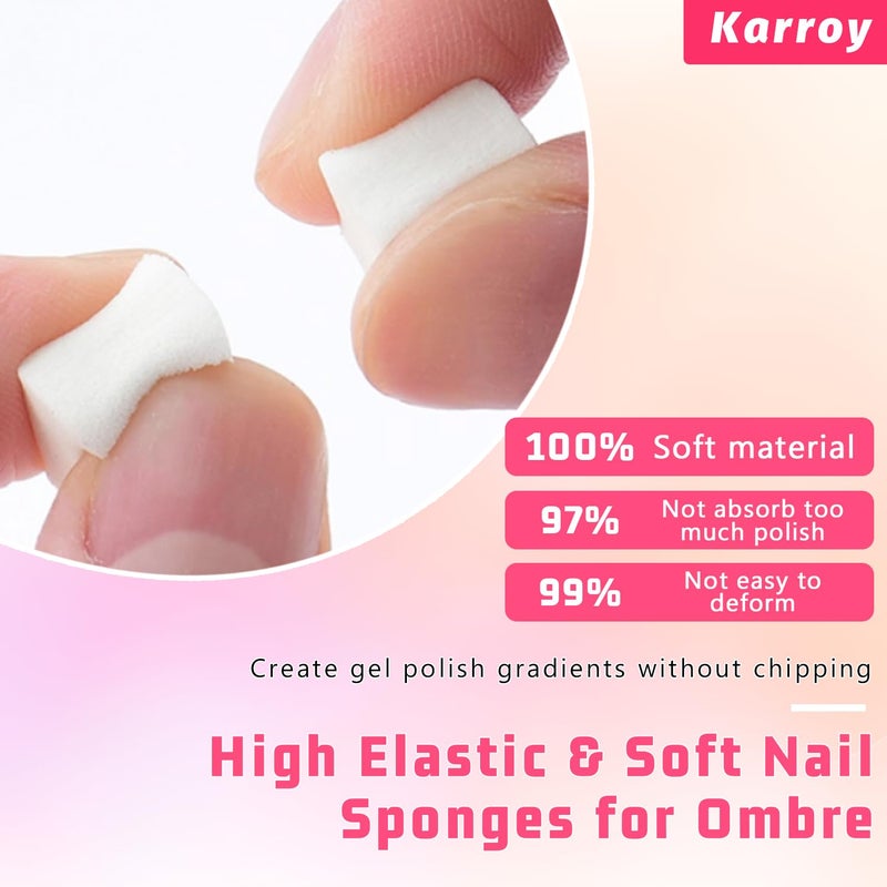 Karroy Soft Sponges for Painting Nail Gel with Grabber, Professional Grabbing Tools for Ombre Gradient Painting Gel Nails Sponges Patting Brush (100PCS Sponges & Grabber) - Image 4